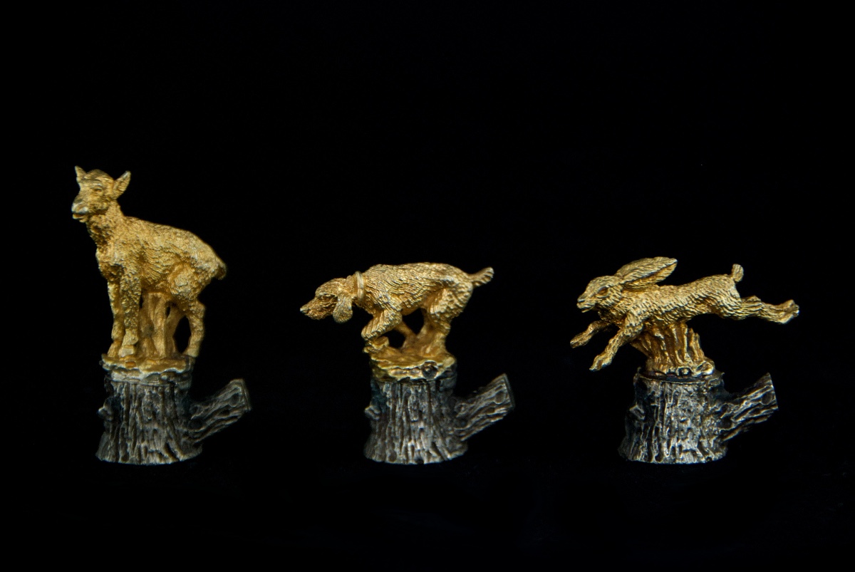 Suite Of 12 Solid Silver And Vermeil Hunting Name Tags, Florence 20th Century-photo-3