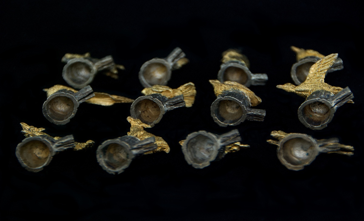 Suite Of 12 Solid Silver And Vermeil Hunting Name Tags, Florence 20th Century-photo-4