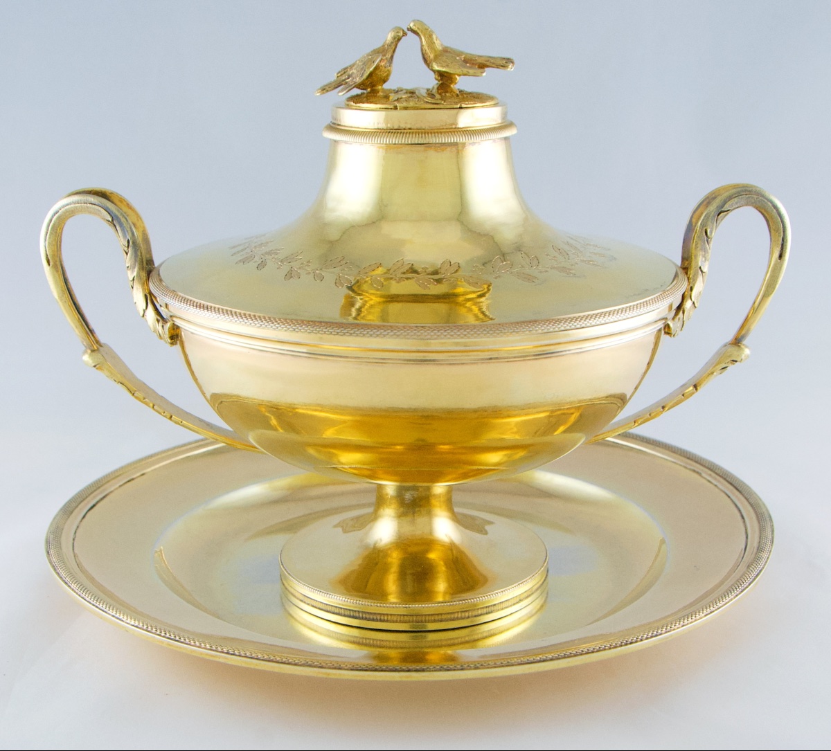 Paris 1798-1809 - Empire Vermeil Bouillon Or Drageoir By L.j. Berger, 1st Rooster Mark-photo-2