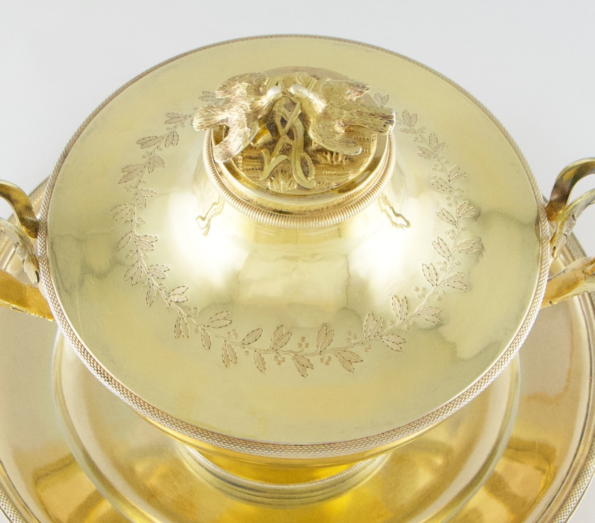 Paris 1798-1809 - Empire Vermeil Bouillon Or Drageoir By L.j. Berger, 1st Rooster Mark-photo-4