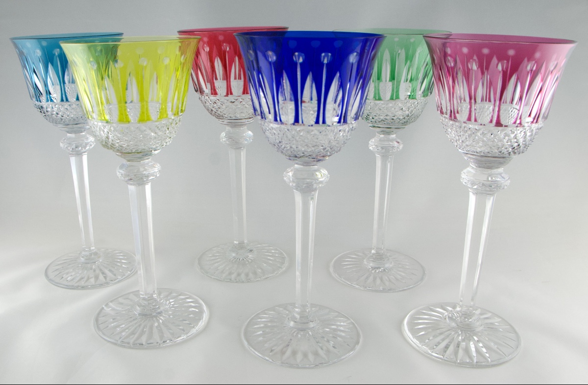 SAINT-LOUIS - Suite de 6 verres « roemers » en cristal doublé modèle Tommy
