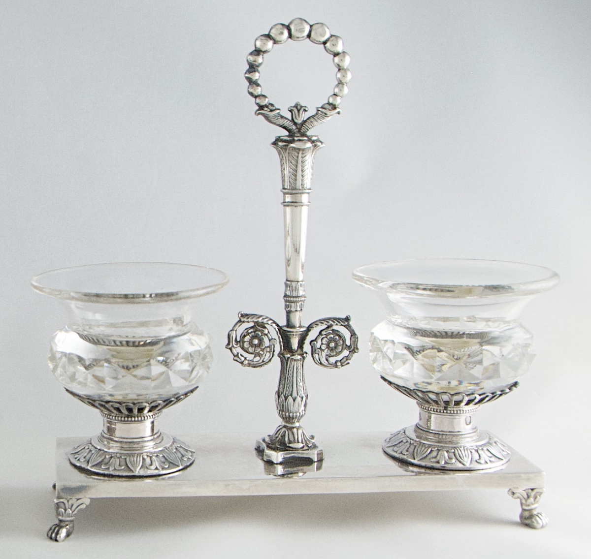 Paris 1819-1838 – Paire de salières doubles en argent massif par Q BASCHELET, poinçon Vieillard-photo-3
