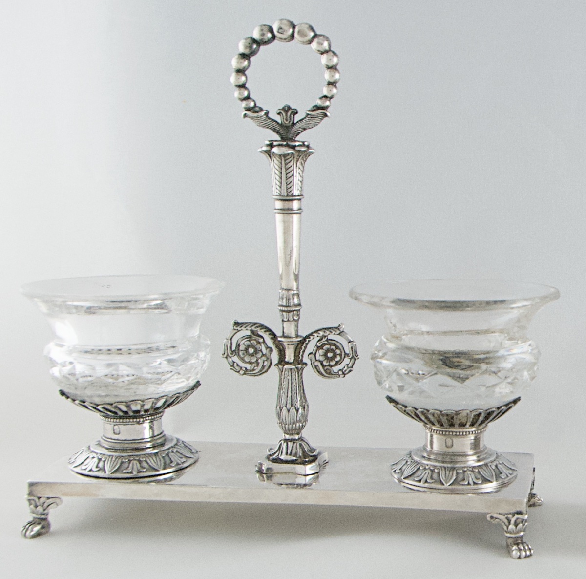 Paris 1819-1838 – Paire de salières doubles en argent massif par Q BASCHELET, poinçon Vieillard-photo-4
