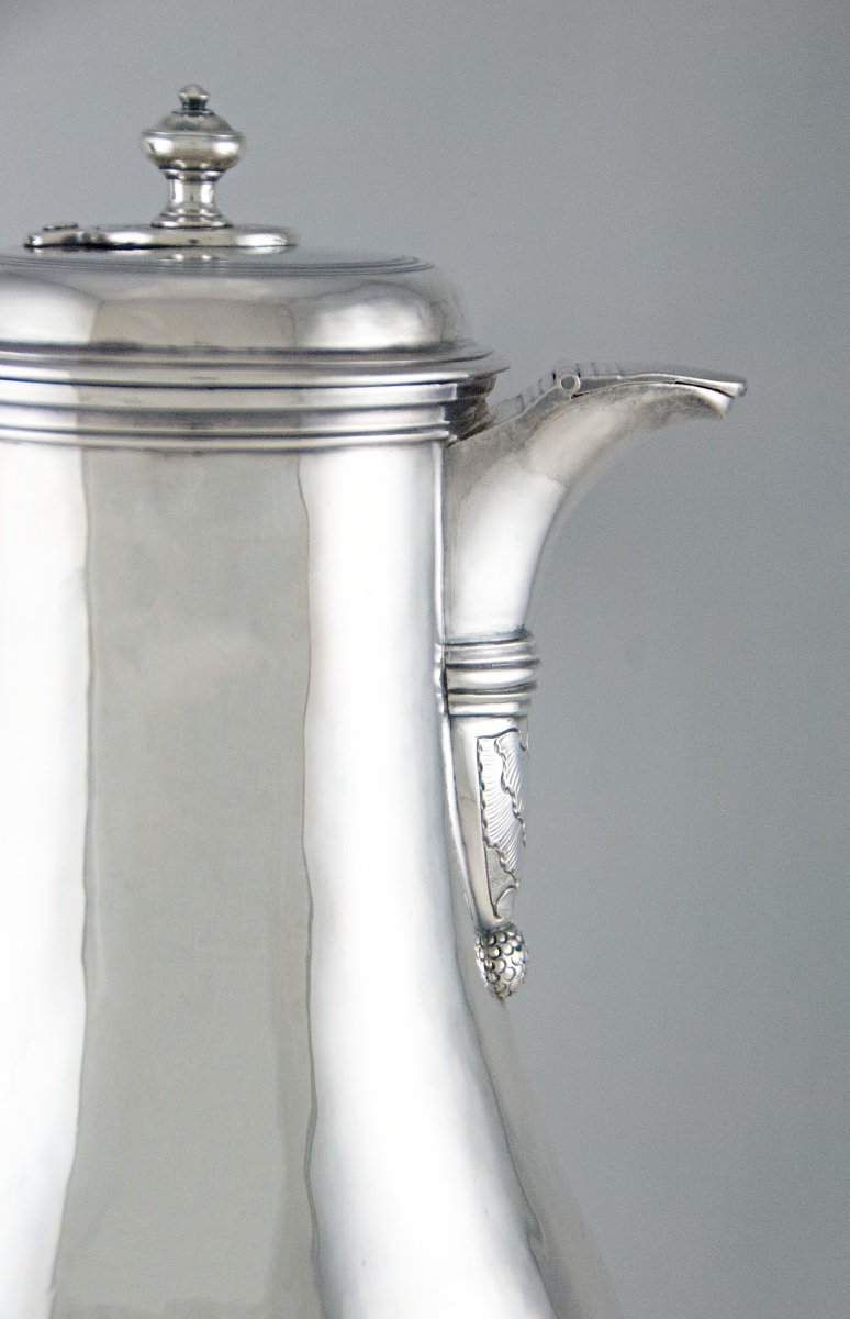 Paris 1758-1759 - Large Louis XV Period Solid Silver Chocolate Pot By J.-g. Véalle-photo-4