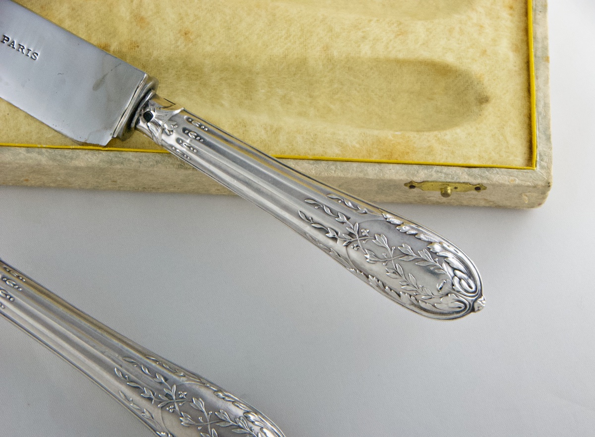 Couvert de service à découper en argent massif, dit couvert à gibier, par Pierre BEZON-photo-3