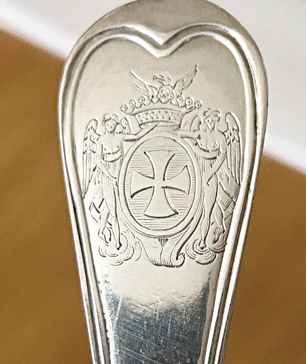 Paris, 1810–1819 – Solid Silver Sugar Sifter Spoon With Cumont Arms, By Andrieu-photo-1
