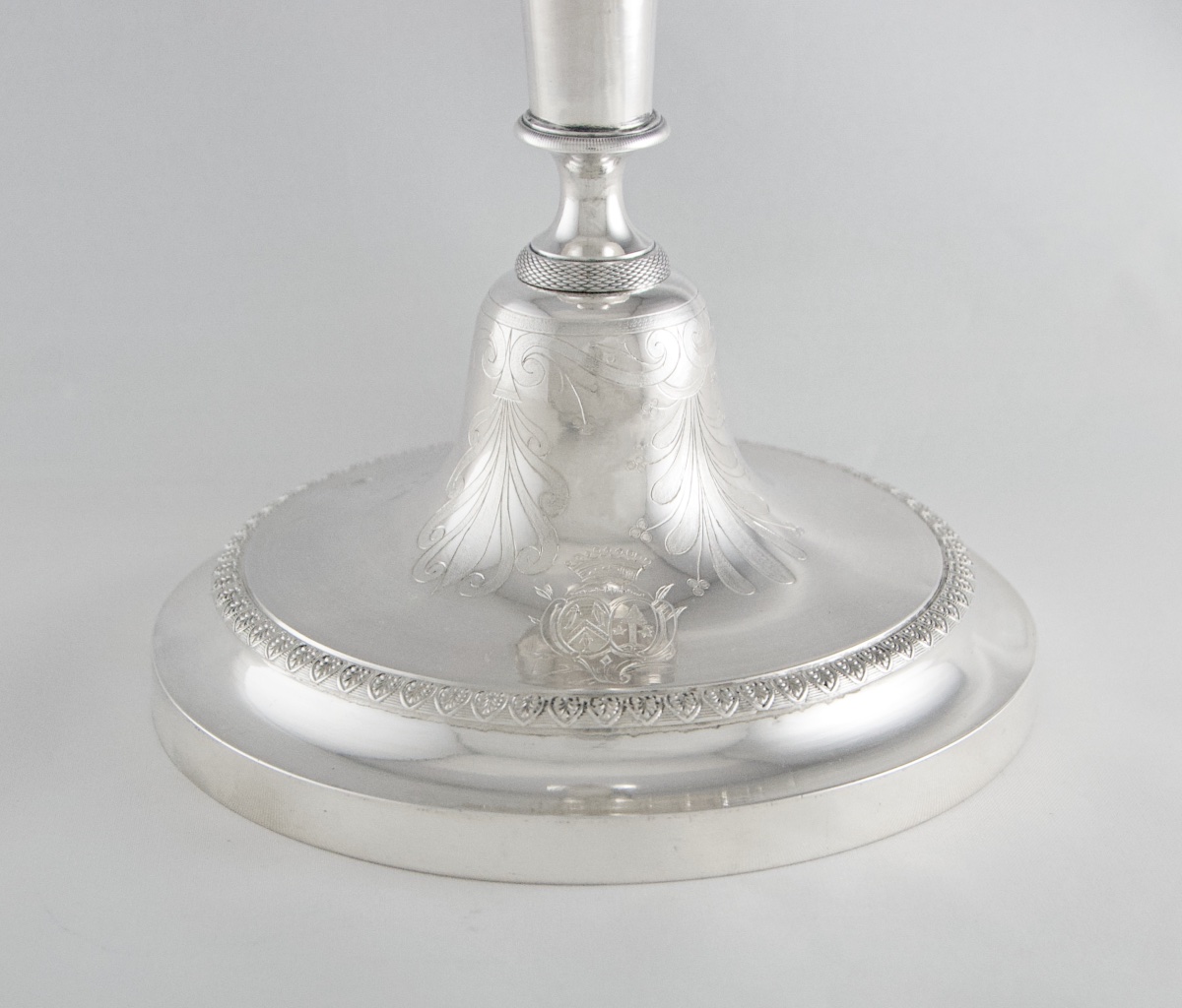 Consulate-empire Silver Candlestick By Ah Dubois, Paris 1798-1809, Armorial-photo-4