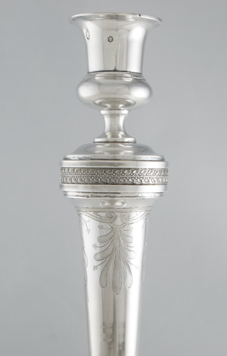 Consulate-empire Silver Candlestick By Ah Dubois, Paris 1798-1809, Armorial-photo-2