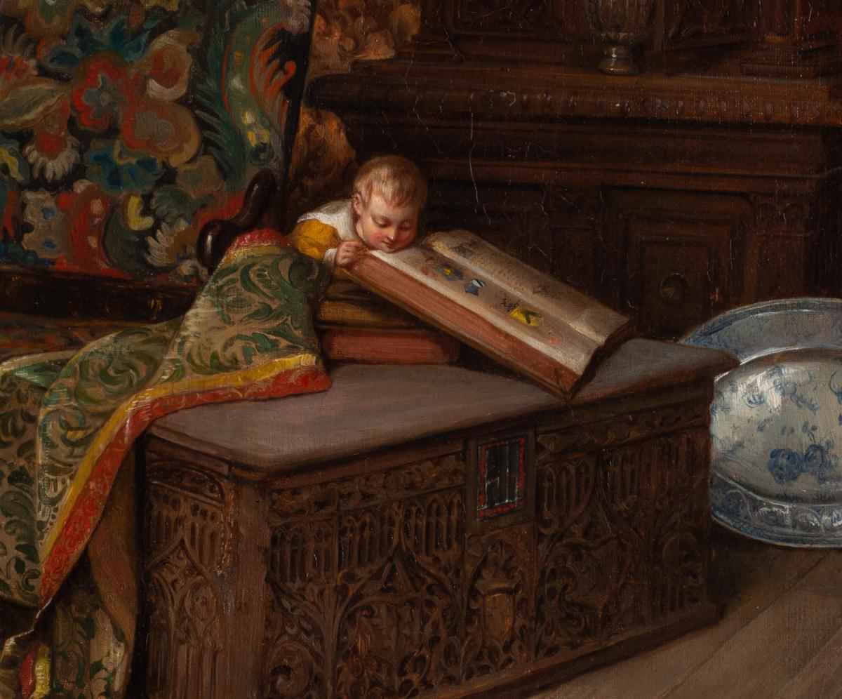 Hb. Adam (1808-1853) Child In A Neo-gothic Interior-photo-3