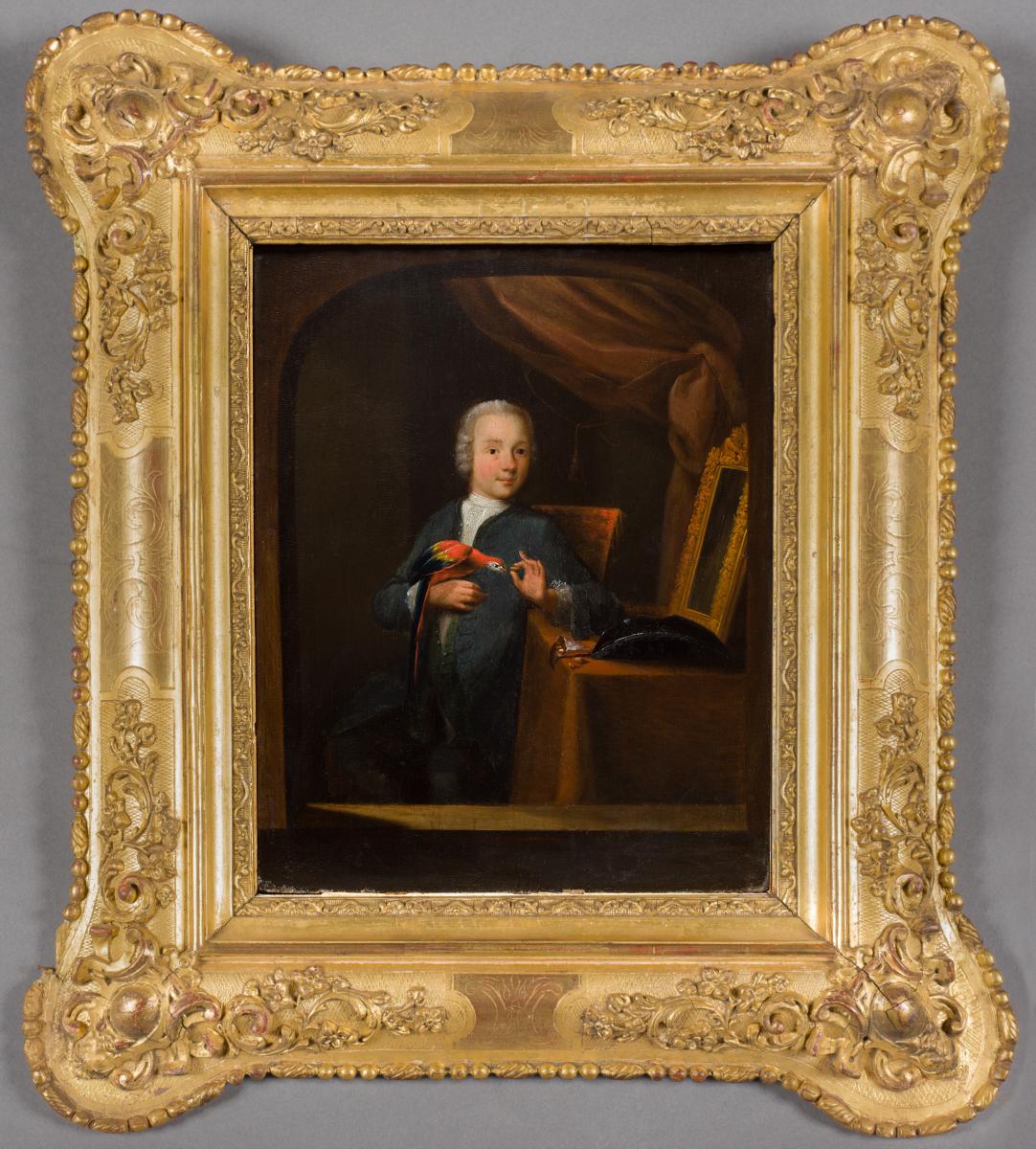 Child With Parrot, German School Eighteenth Century