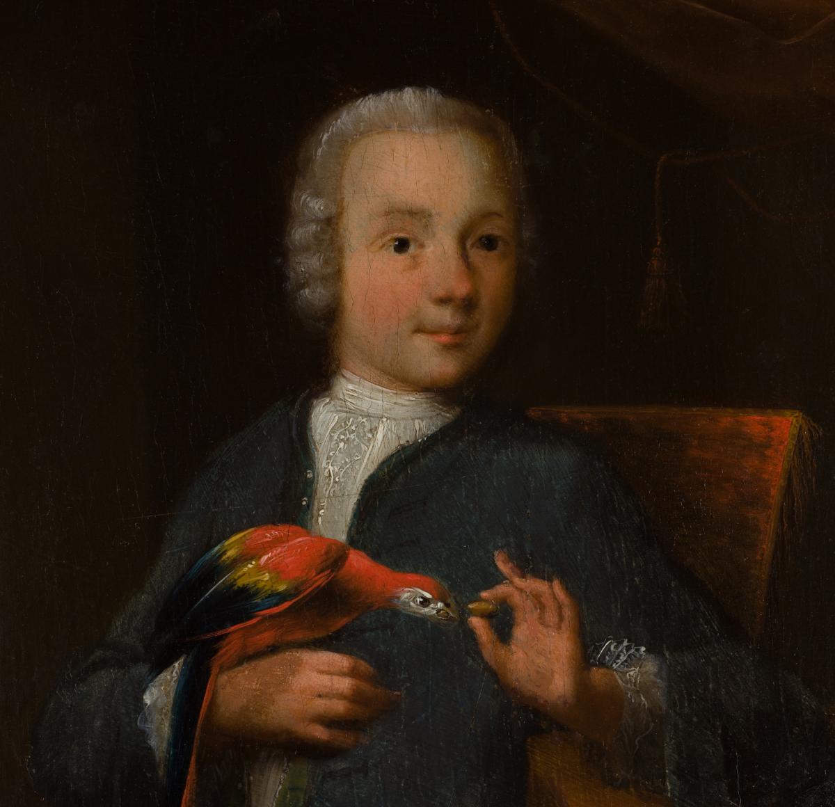 Child With Parrot, German School Eighteenth Century-photo-3