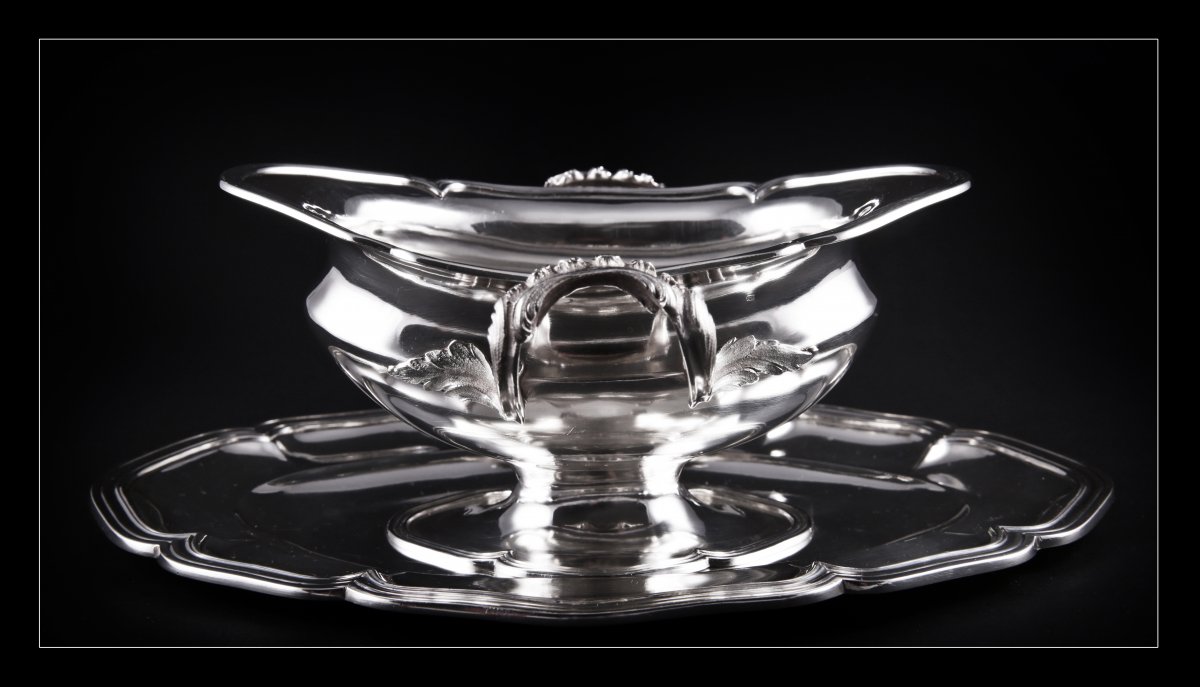 PUIFORCAT Émile (1857-1883), paire de saucières en argent massif-photo-2