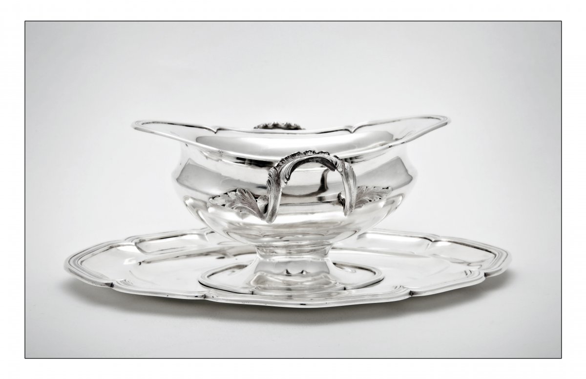 PUIFORCAT Émile (1857-1883), paire de saucières en argent massif-photo-1