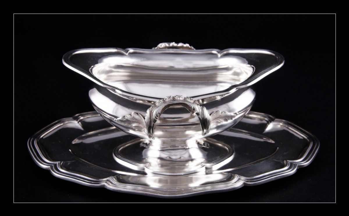 PUIFORCAT Émile (1857-1883), paire de saucières en argent massif-photo-4