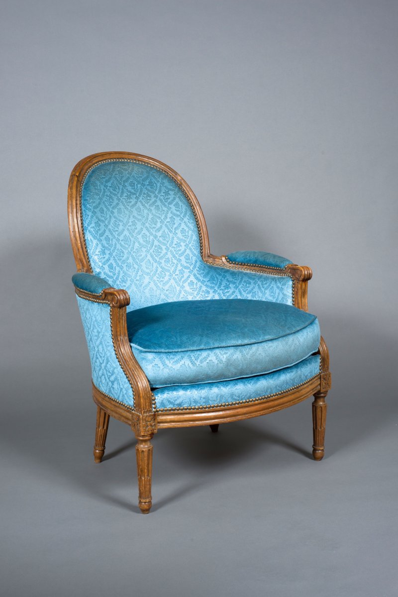 BONNEMAIN (maître en 1753), bergère estampillée, Paris, époque Louis XVI-photo-2