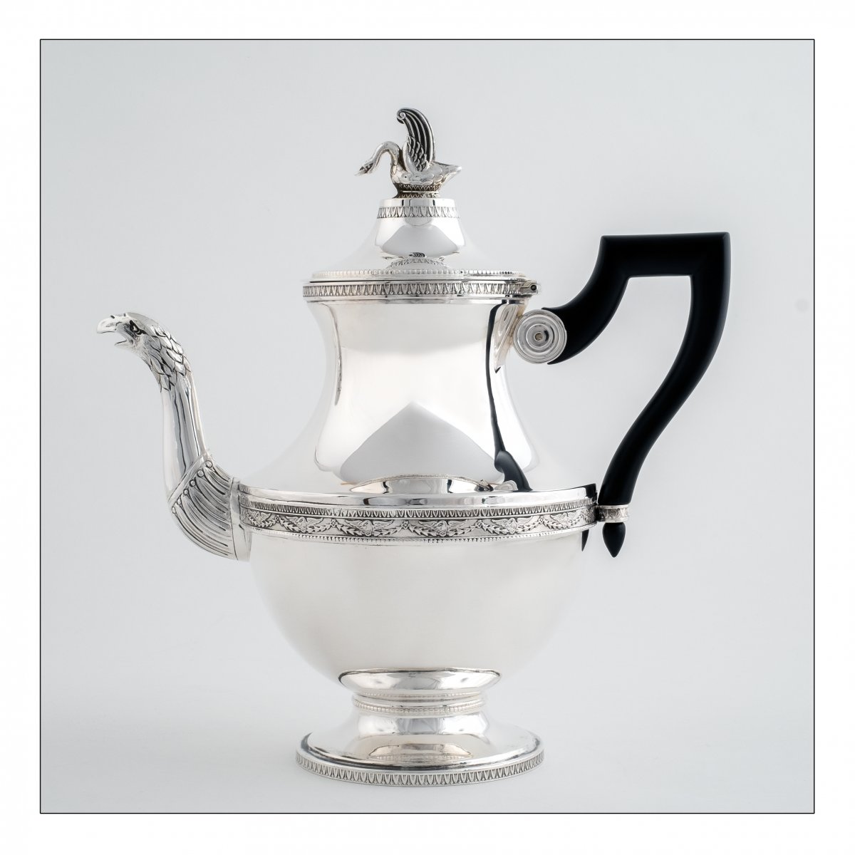 Swan Tee Or Coffee Pot, Empire Style,  By Master Silversmith Charles Forgelot-photo-1