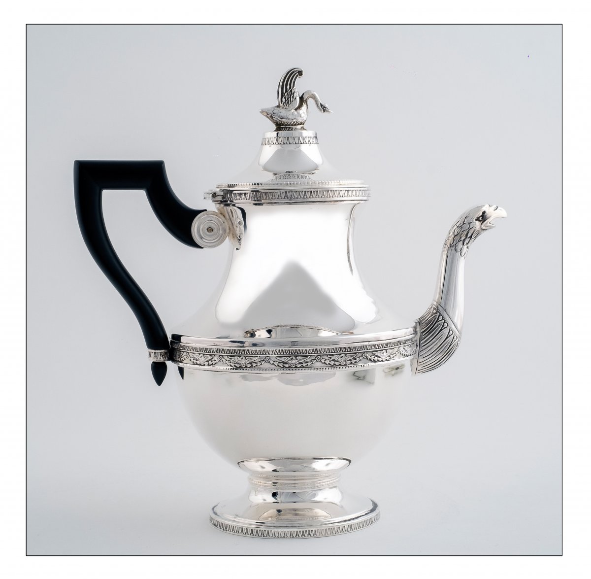 Swan Tee Or Coffee Pot, Empire Style,  By Master Silversmith Charles Forgelot