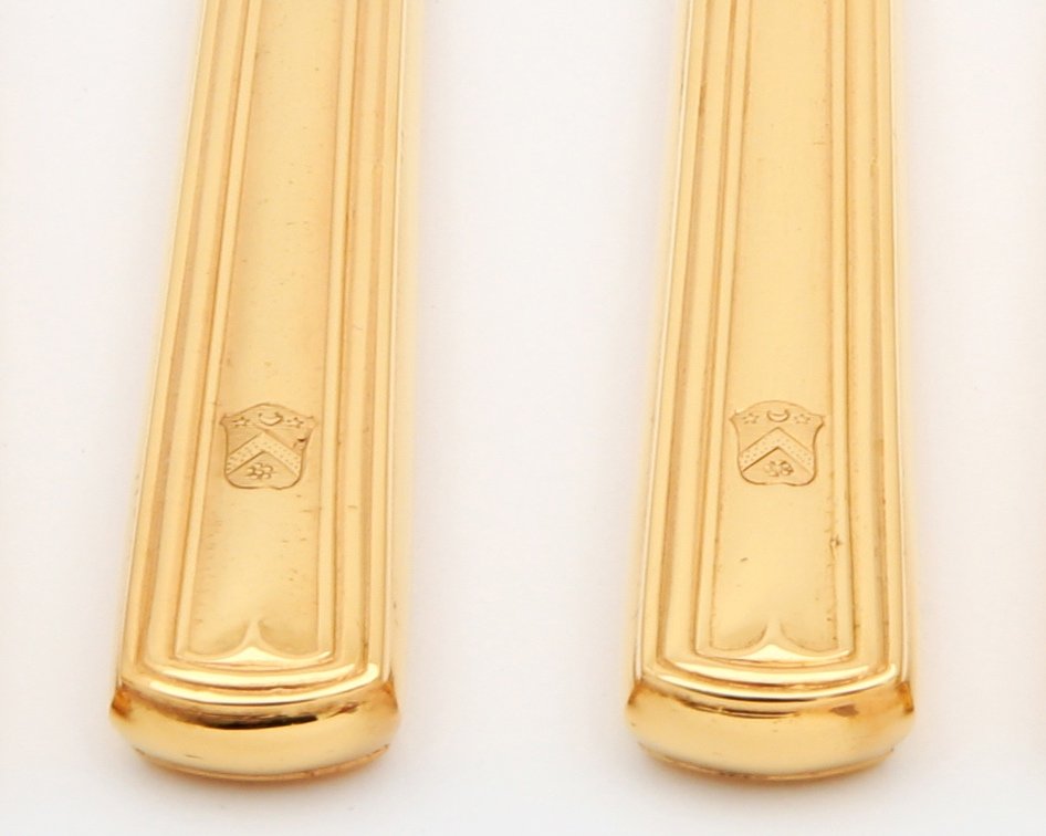 HÉnin, Twelve Cheese Knives, Paris 1872-1875, Arms Of Marquis De Villoutreys De Brignac-photo-2