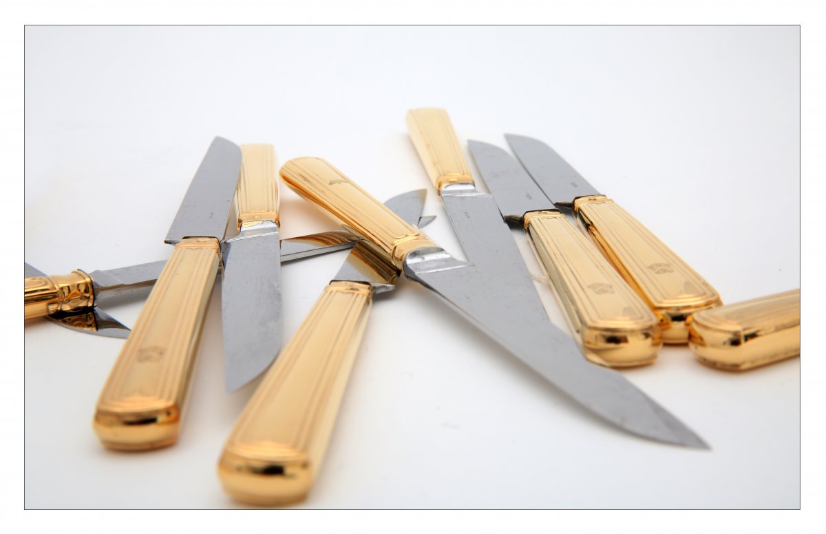 HÉnin, Twelve Cheese Knives, Paris 1872-1875, Arms Of Marquis De Villoutreys De Brignac
