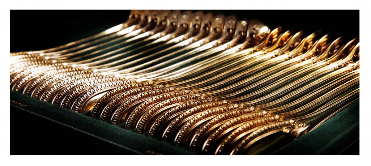 HÉnin & Cie, Set Of Twelve Silver-gilt Dessert Cutlery-photo-4
