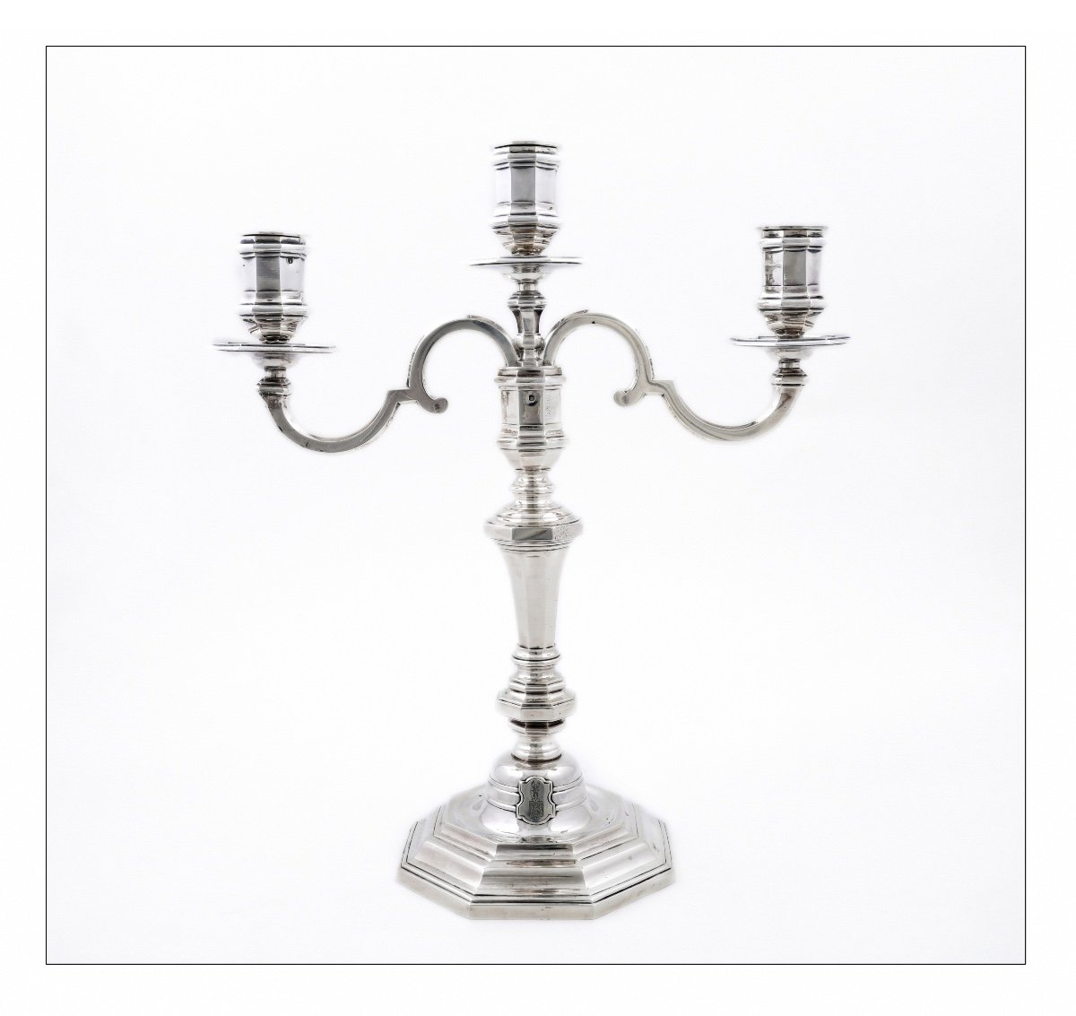 Pair Of Solid Silver Candelabra Convertible Into Candlesticks By É. Roger, Vischer Family Arms-photo-7