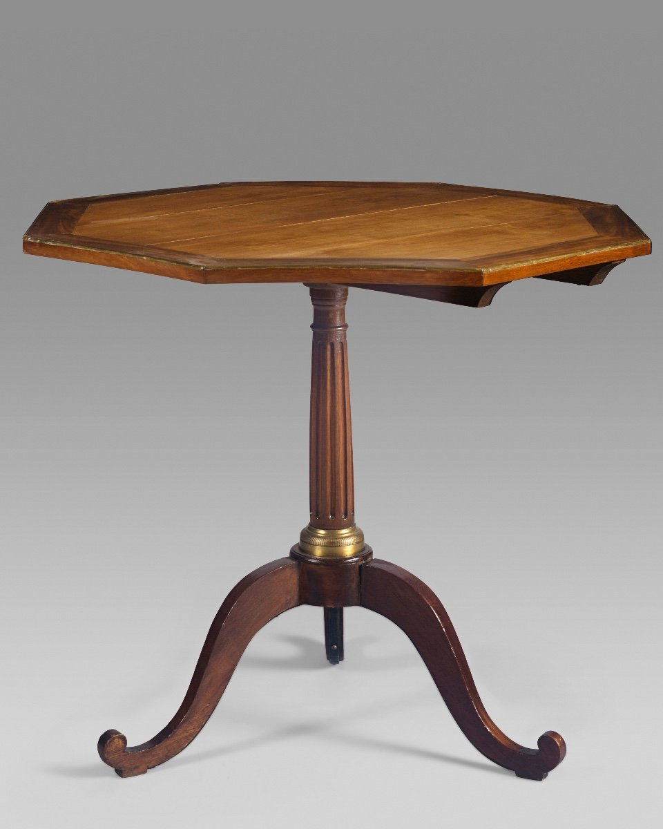 Louis XVI Pedestal Table With Tilting Octagonal Top, 18th Century-photo-4