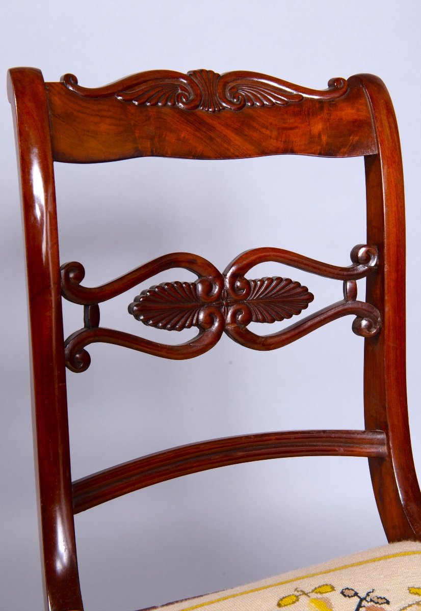 Set Of 6 Mahogany Chairs From The Restoration Period-photo-2