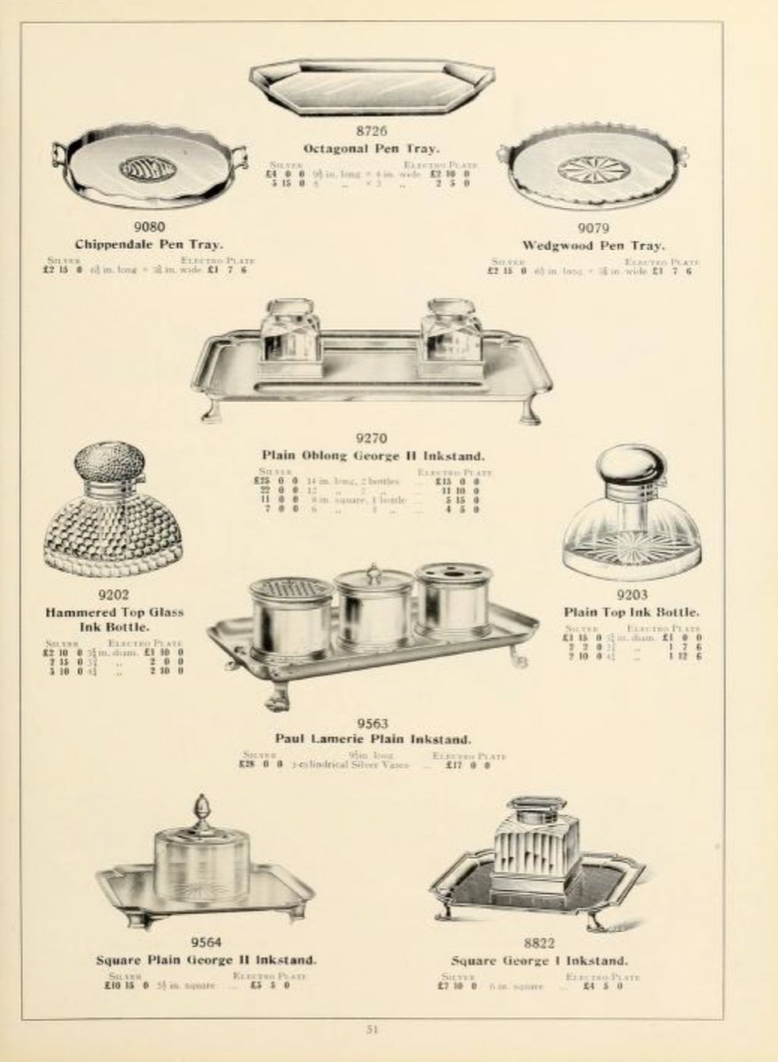 Birmingham 1911, Solid Silver And Crystal Inkstand By Barker Brothers, Georges V Period-photo-4