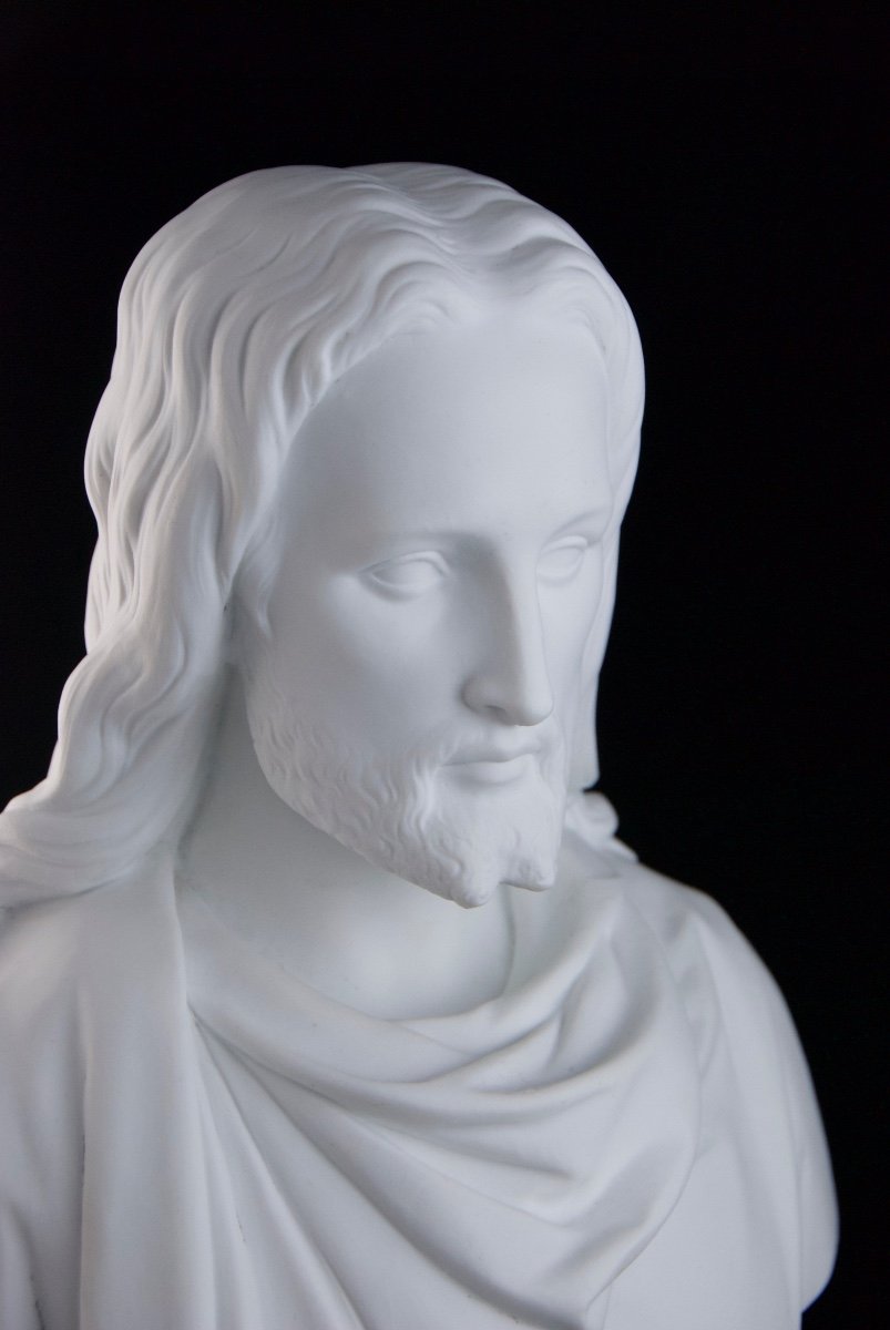 Manufacture Nationale de SÈVRES, vers 1874, buste du Christ en biscuit de porcelaine-photo-4