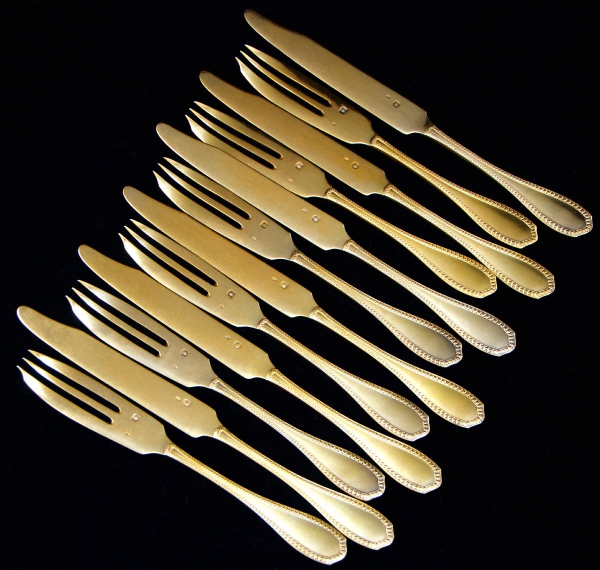 6 Louis XVI Melon Or Dessert Cutlery In Vermeil Solid Silver, Paris-photo-3