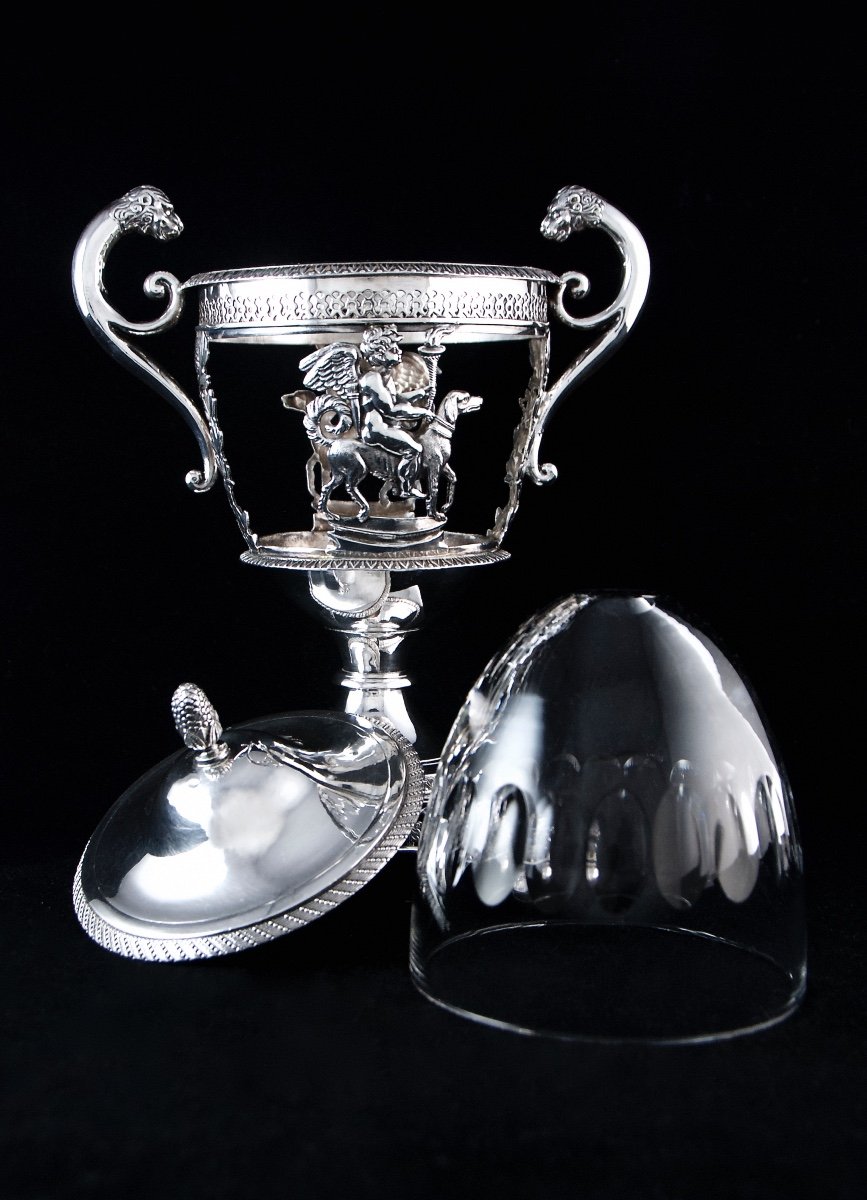 Paris 1809-1819 - Drageoir en argent massif au sujet de l'Amour Fidèle par D. Garreau