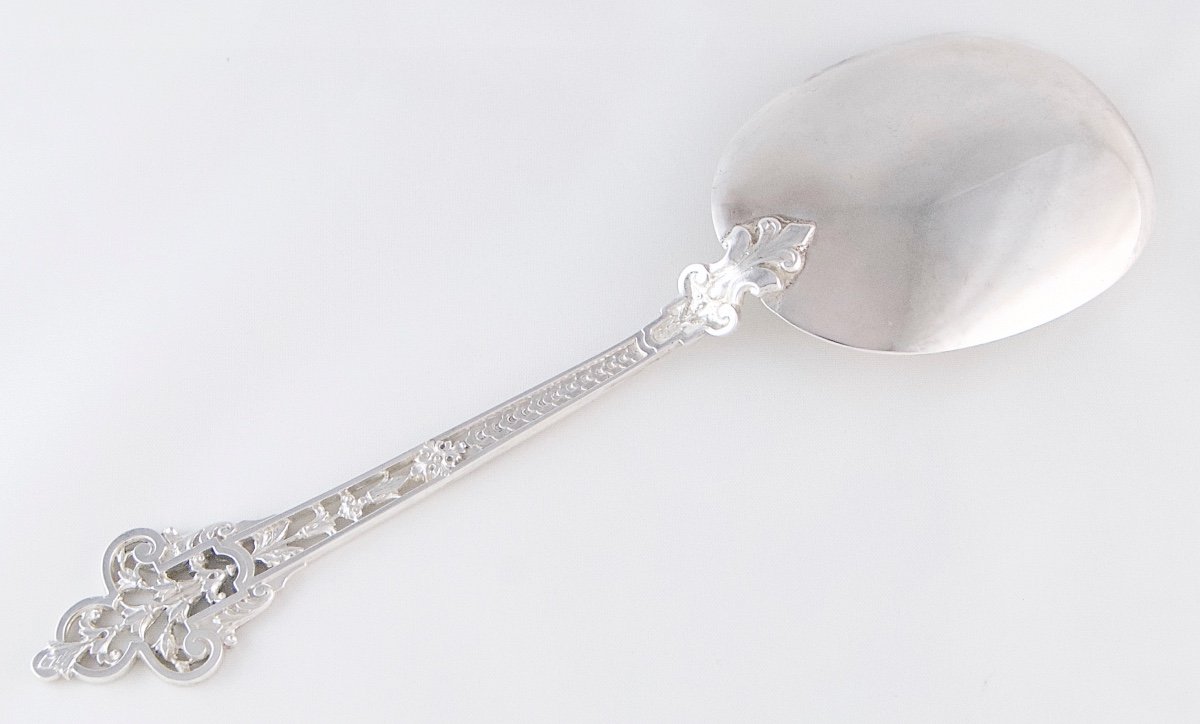 Grandvigne - Shovel Or Serving Spoon In Solid Silver With Neo-renaissance Decoration, Paris 19th Century.-photo-2