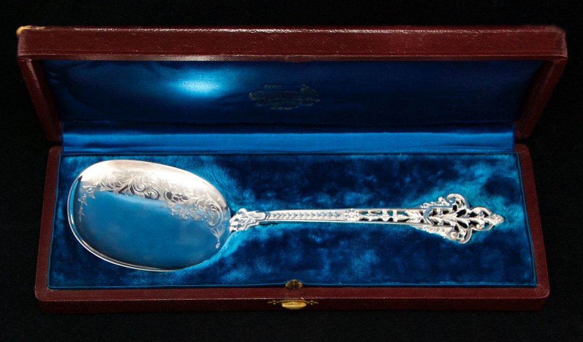 Grandvigne - Shovel Or Serving Spoon In Solid Silver With Neo-renaissance Decoration, Paris 19th Century.