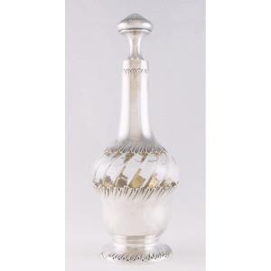 Baccarat And Boulenger - Crystal Decanter Mounted In Sterling Silver And Vermeil, Paris 19th Century