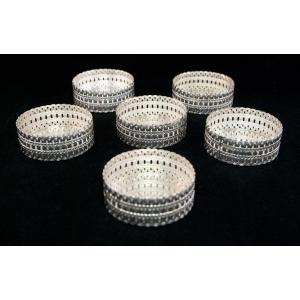 Dior Paris - Set Of 6 Coasters With Basketwork Decoration In Silver Metal