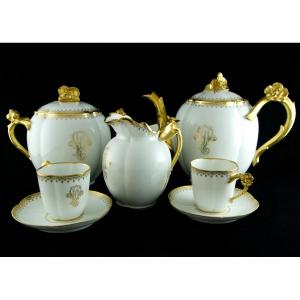 GUÉRIN Limoges – Service à thé café aux fleurs de cerisier de 27 pièces de porcelaine