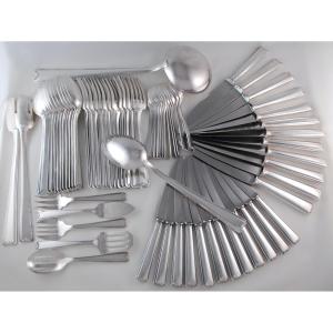 Ercuis à Paris - Art Deco Silver-plated 69-piece 12-person Household Set, Cambodia