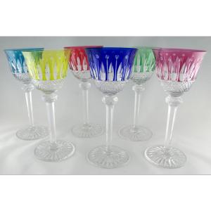 SAINT-LOUIS - Suite de 6 verres « roemers » en cristal doublé modèle Tommy