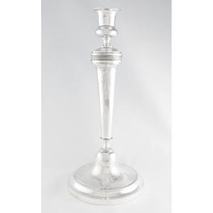 Consulate-empire Silver Candlestick By Ah Dubois, Paris 1798-1809, Armorial