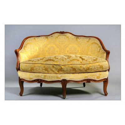 French Louis XV Walnut Corbeille Sofa