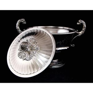 Paris 1798-1809, coupe couverte en argent massif par P. CHAUVIN, époque Consulat Empire