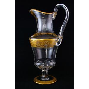 Saint-louis - Water Jug In Lead Crystal Enhanced With Gold, Thistle Model