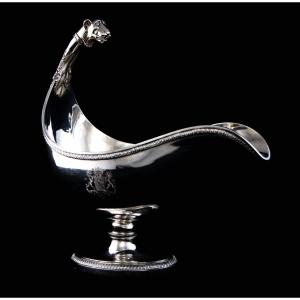 Paris 1809-1819 – French Empire Sauceboat In Solid Silver By S.s. Rion