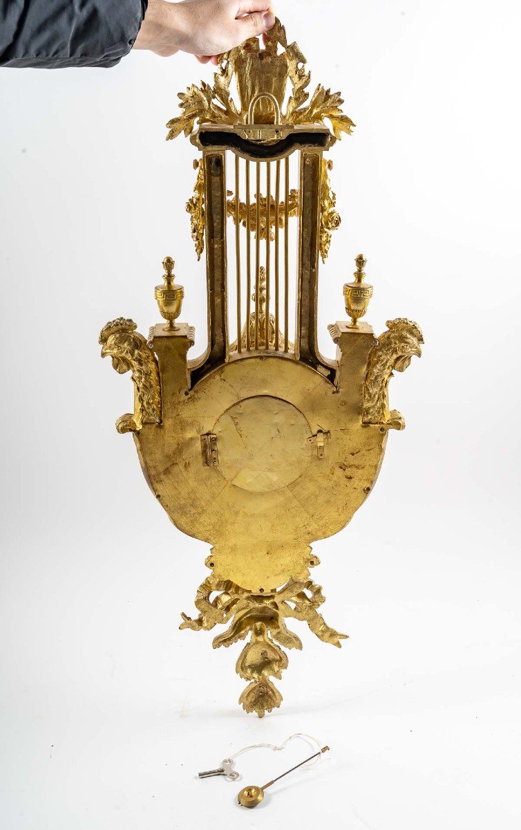 Pendule En Bronze Doré d'Origine, Décor En Guirlandes De Fleurs -photo-5