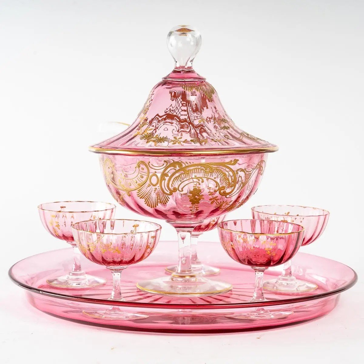 Splendid Table Service In Pink Crystal, XIXth Century-photo-2