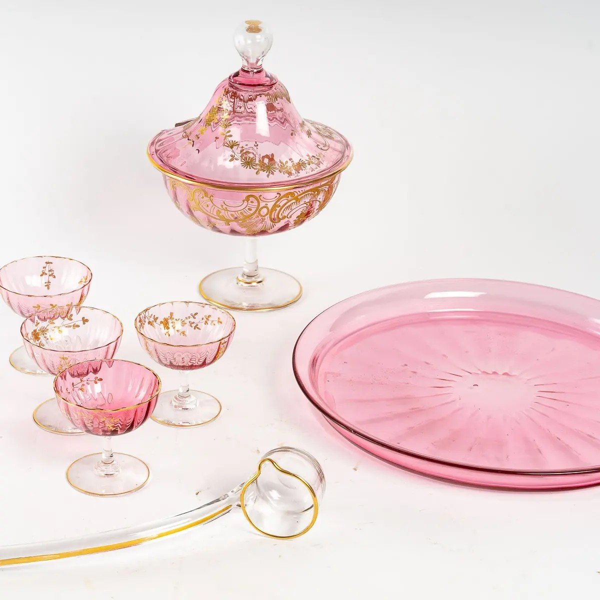 Splendid Table Service In Pink Crystal, XIXth Century-photo-3