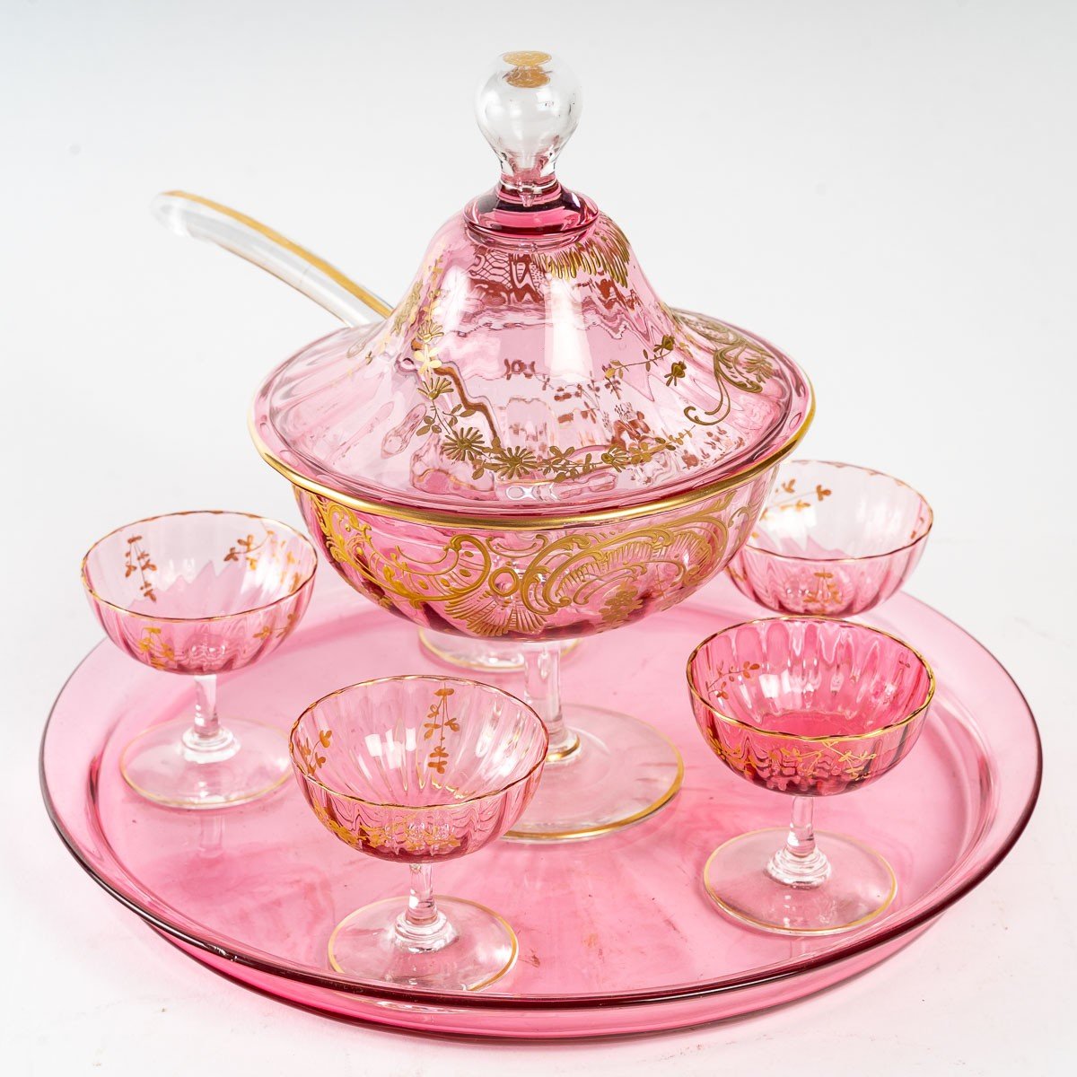 Splendid Table Service In Pink Crystal, XIXth Century