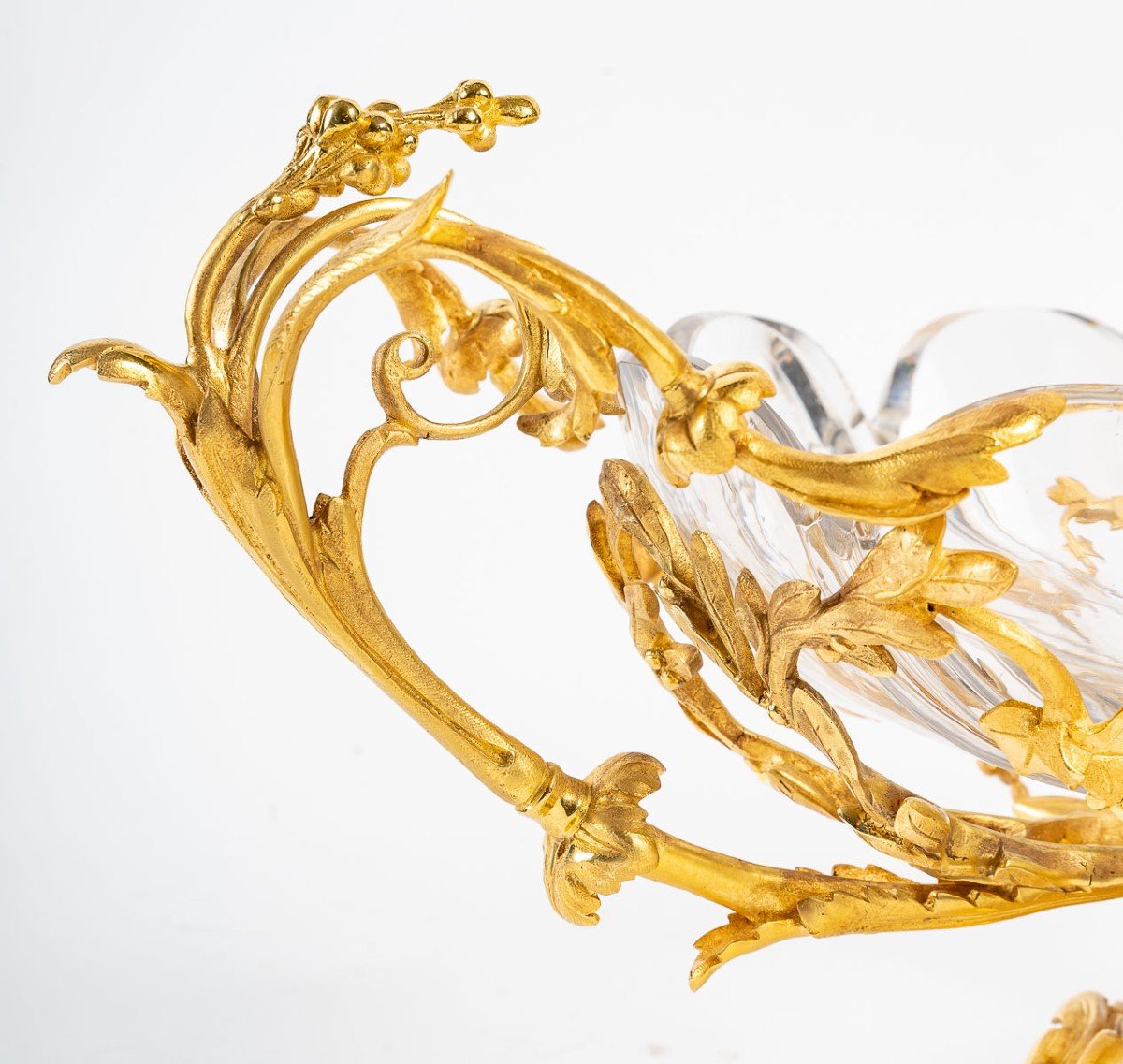 Magnifique Coupe En Cristal De Baccarat Et Bronze Doré, Parfait état-photo-3