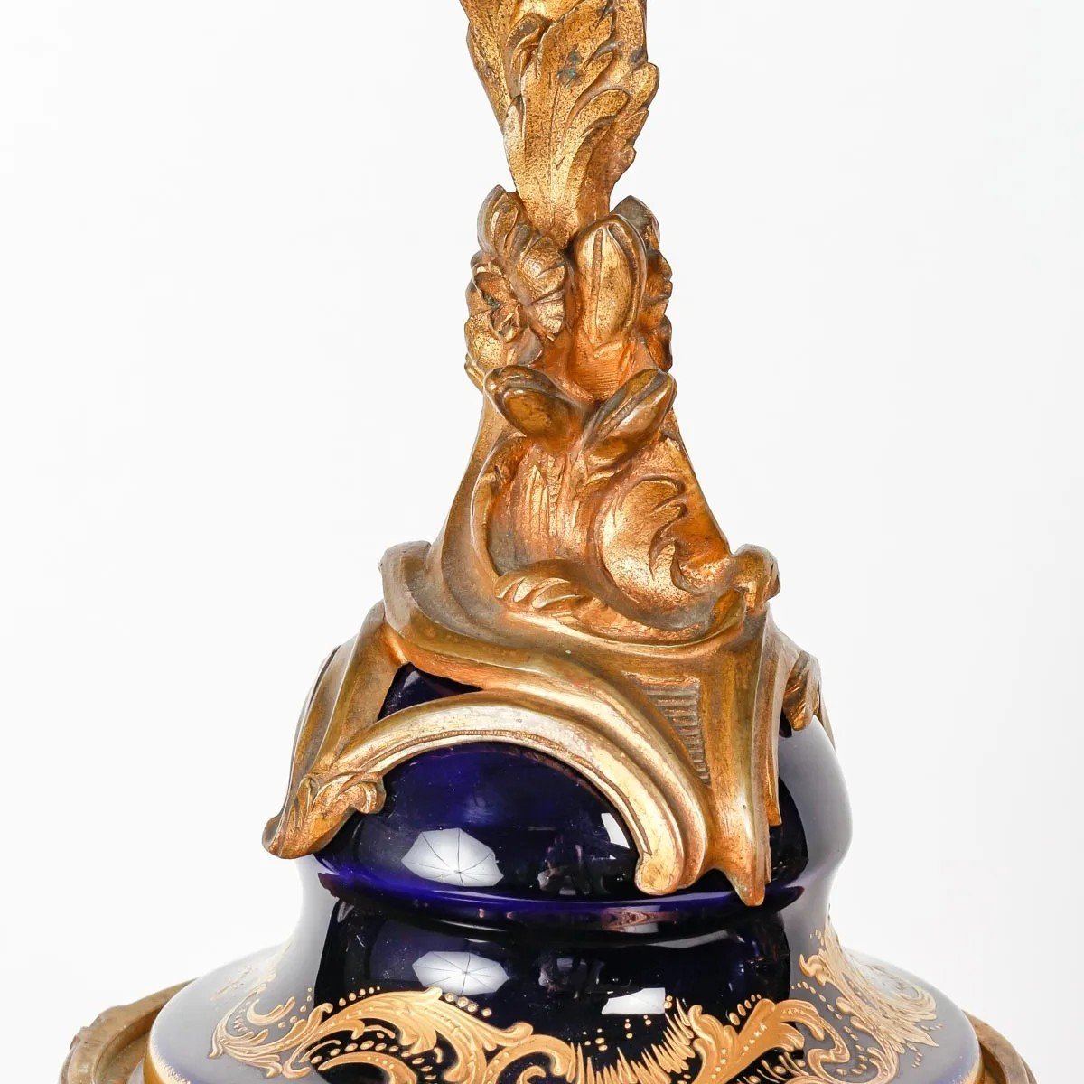 Royale Paire De Vases En Porcelaine De Sèvres, Monture En Bronze Dorée, Signée-photo-3