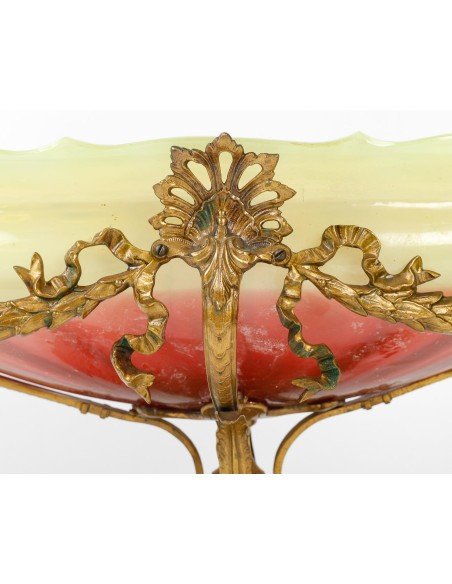 Coupe En Opaline Bicolore Sur Monture En Bronze Doré, XIXème Siècle-photo-4
